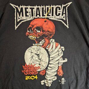 VTG Metallica 2004 Madly In Anger With The World Tour Graphic T-Shirt Mens 2XL